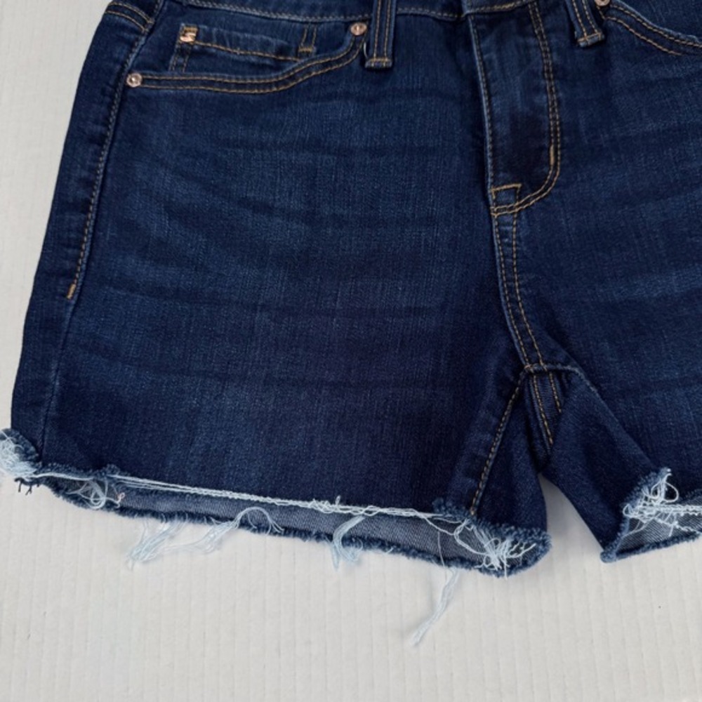Seven7 Sunset Bermuda Dark Wash Raw Hem Denim Shorts 4 Stretch - Picture 3 of 7